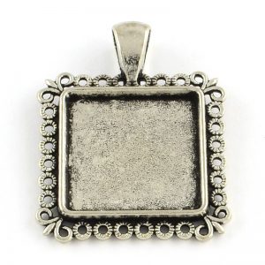 Основа для кулона Квадрат с рамкой цвет серебро