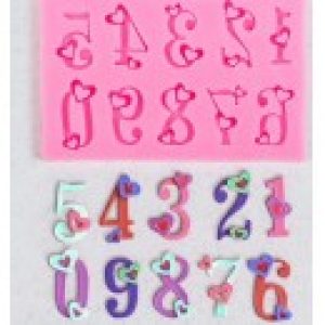 Молд силиконовый Цифры с сердцами 11,3*7,2*1 см 2581376