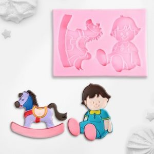 Молд силиконовый «Малыш и лошадка», 9,5×7 см 3628339