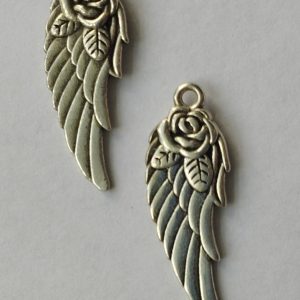 Подвеска декоративная Крылья с розой цвет серебро 1,0*3,0см