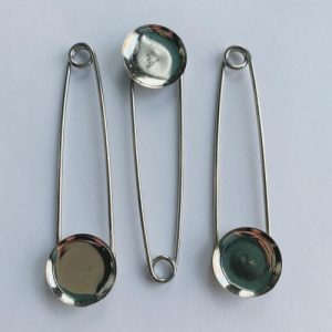 Основа для булавки (набор 3 шт.), 7,5 см, площадка 2 см, цвет серебро