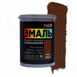 Эмаль акриловая 1кг цвет оксид красный глянцевая универсальная Palizh