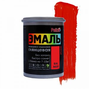 Эмаль акриловая 1кг цвет красный глянцевая универсальная Palizh