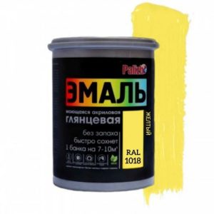Эмаль акриловая 1кг цвет желтый глянцевая универсальная Palizh