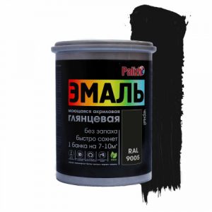 Эмаль акриловая 1кг цвет черный глянцевая универсальная Palizh