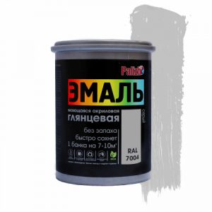 Эмаль акриловая 1кг цвет серый глянцевая универсальная Palizh