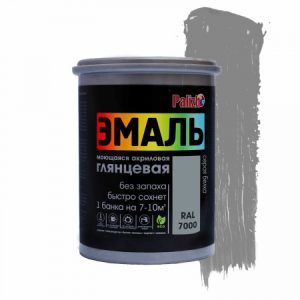 Эмаль акриловая 1кг цвет серая белка глянцевая универсальная Palizh
