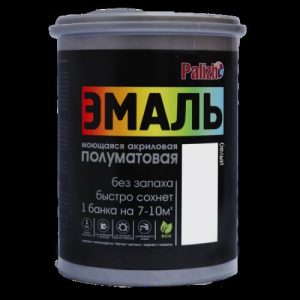 Эмаль акриловая 1,1кг цвет белый полуматовая универсальная Palizh
